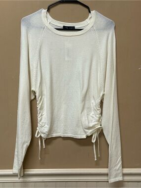 KLD Ruched Sides Sweater Ivory Size M NWT